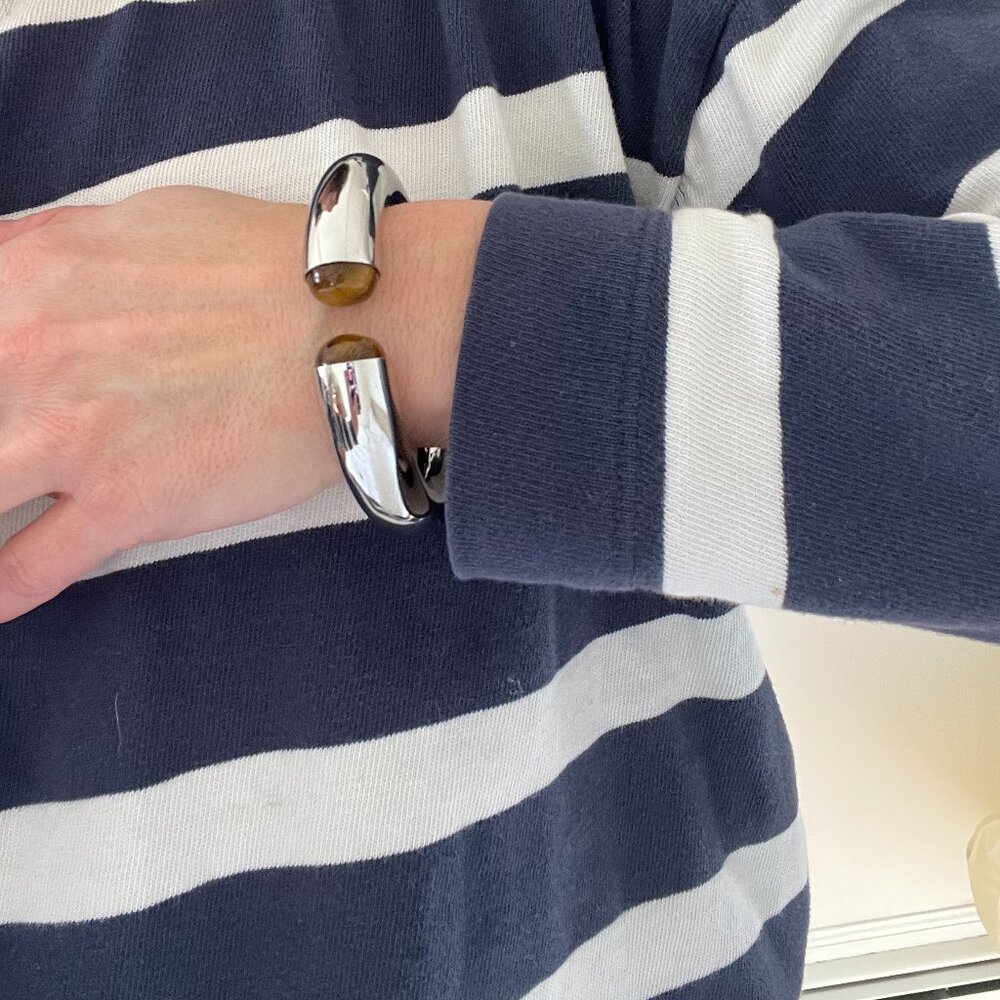 Zara Rigid Stone Bracelet in Silver - Bangle